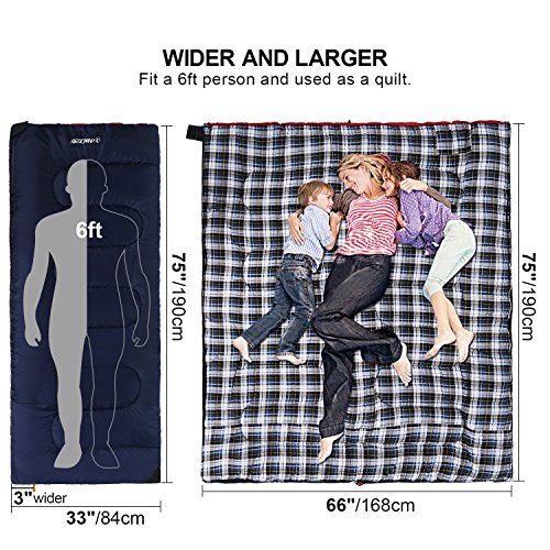 Cotton Flannel Sleeping Bag for Camping Backpacking - Adults