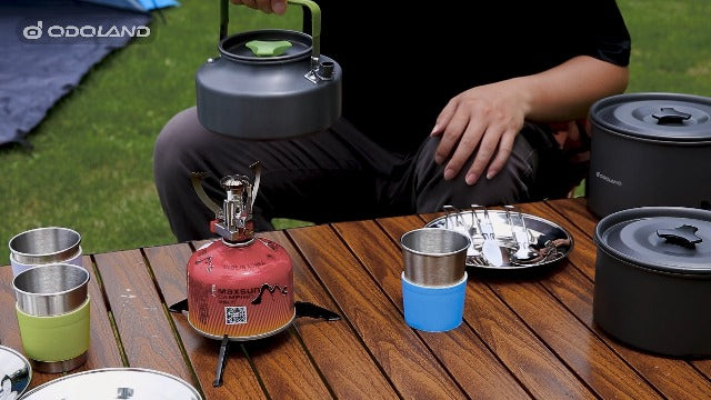 29pcs Camping Cookware Mess Kit, Non-Stick Lightweight Pots Pan Kettle