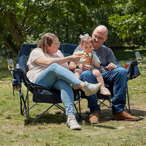 Fully Padded Double Camping Chair,Heavy Duty Outdoor Folding Camp Couch