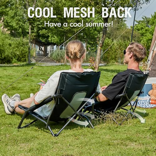 Beach Chairs for Adults,Camping Low Lightweight Portable Chair w/ Cup Holder
