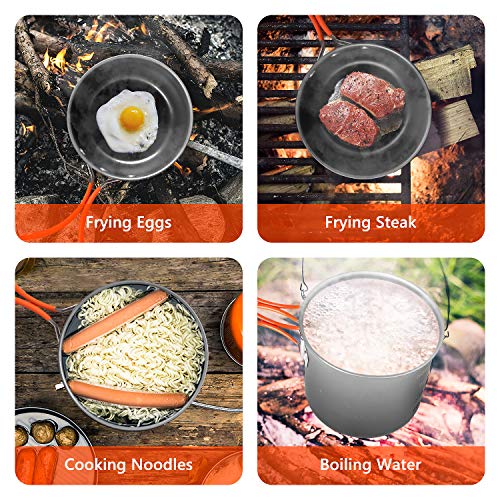 Camping Cookware Set with Stove,Portable Camping Mess Kit with Non-Stick Pots