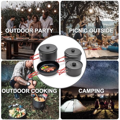 Camping Cookware Set Camping Gear,Compact Camping Pots & Pans Set