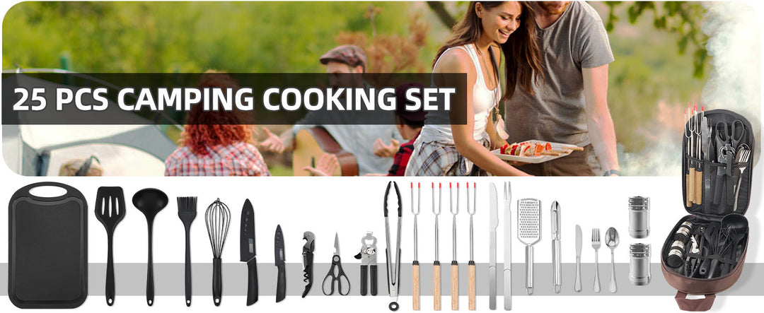 Camping Essentials Cooking Utensils Set - Camping Kitchen Cookware Accessories Set