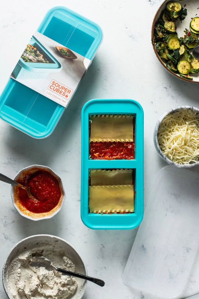 2pcs Cup Silicone Freezer Tray w/ Lids,Perfect for Storing Lasagna,Leftovers