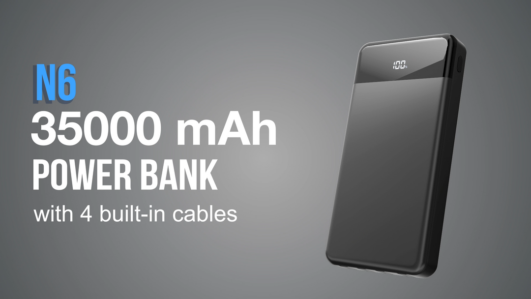 Portable Charger 35000mAh Power Bank - Portable Battery w/ 4 Built in Cables, 22.5W Fast Charging