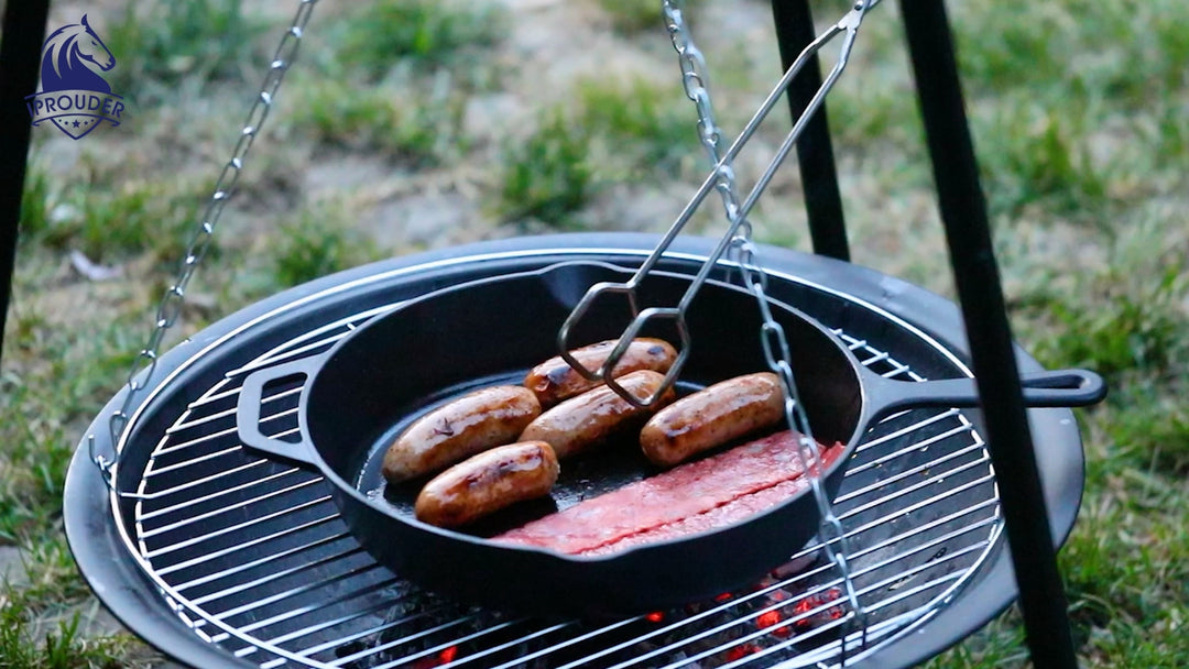 5n1 Dutch Oven Camping Accessories Kit-Campfire Cooking Equipment w/ Heat-Resistant Gloves